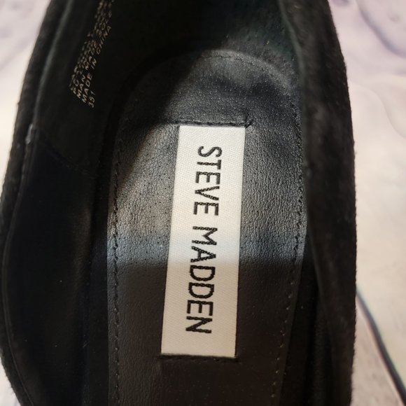 Steve Madden Varcityy Black Velvet Suede Pumps Heels Size 10 - Picture 7 of 7